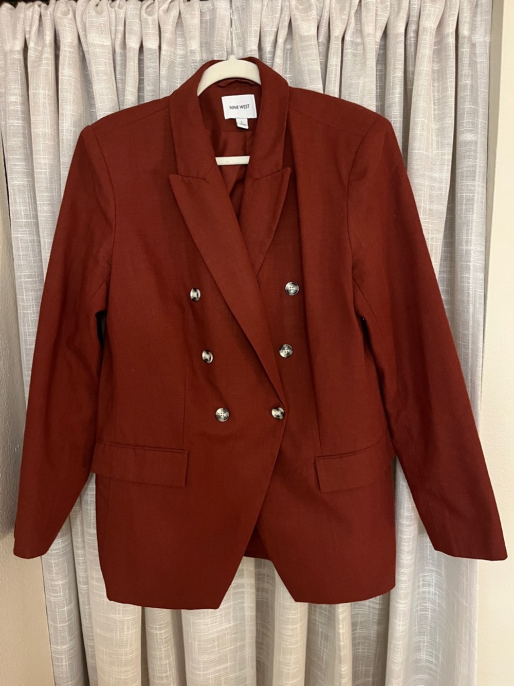 Nine West Women's Double-Breasted Rust Brown Blazer